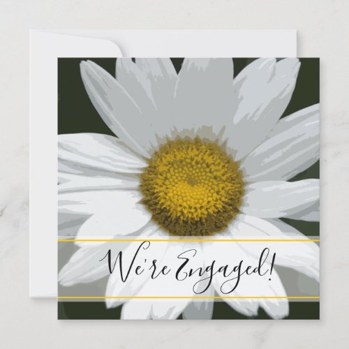 White Daisy Flower Engagement Party Invitation