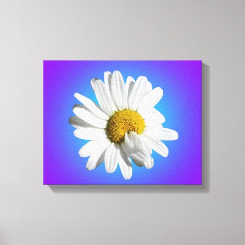 White Daisy Flower Floral Purple Blue Gradient Canvas Print