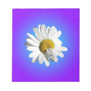 White Daisy Flower Floral Purple Blue Gradient Notepad