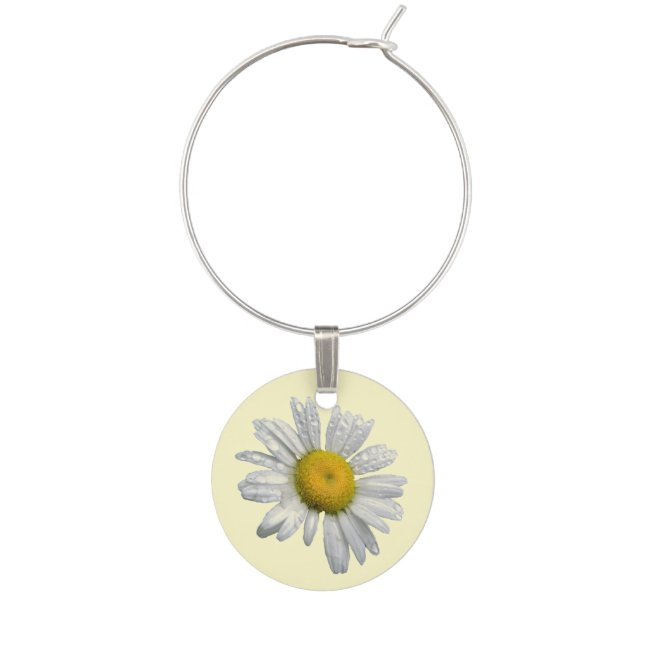White Daisy Flower Floral Wine Charm