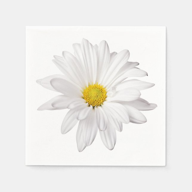 White Daisy Flower Illustration Floral Daisies Paper Napkins (Front)