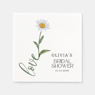 White Daisy Flower Love Elegant Bridal Shower Napkins