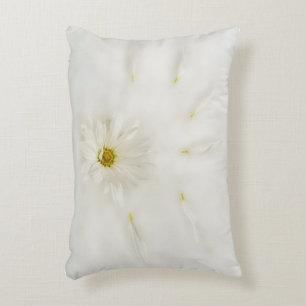 White Daisy Flower Lumbar Pillow