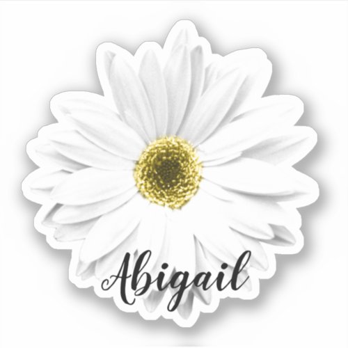 White Daisy Flower Name Sticker