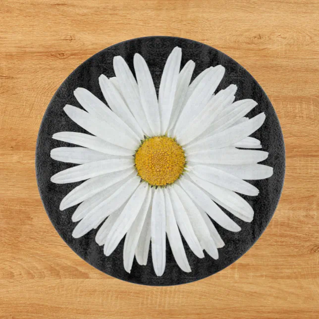 Discover White Daisy Flower on Black Floral Cutting Board
