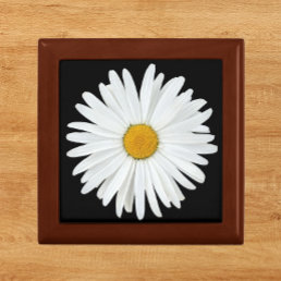 White Daisy Flower on Black Floral Gift Box