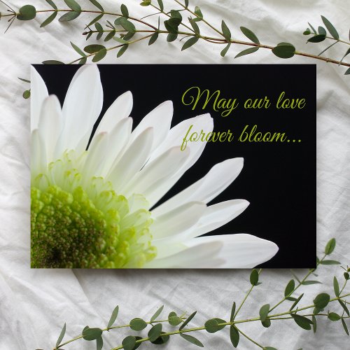 White Daisy Flower on Black Wedding Invitation