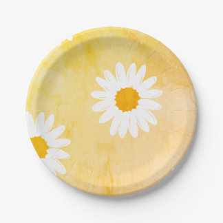 White Daisy flower pattern Paper Plates