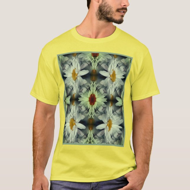 White Daisy Flower Petals Abstract       T-Shirt (Front)