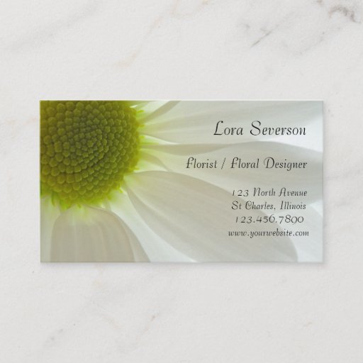 Customizable White Daisy Business Cards