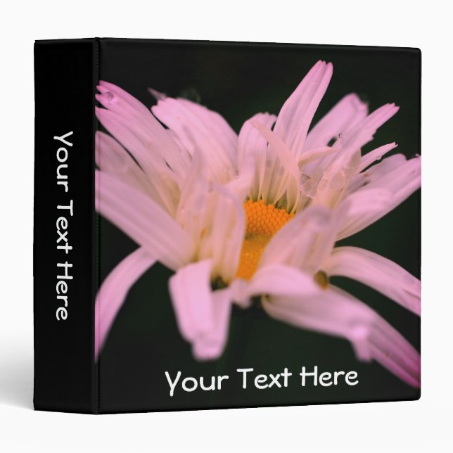 White Daisy Flower Petals Personalized 3 Ring Binder (Front/Spine)