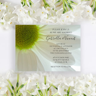 White Daisy Flower Petals Wedding Invitation