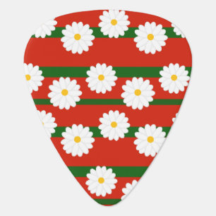 White Daisy Flower red Merry Christmas Holiday  Guitar Pick