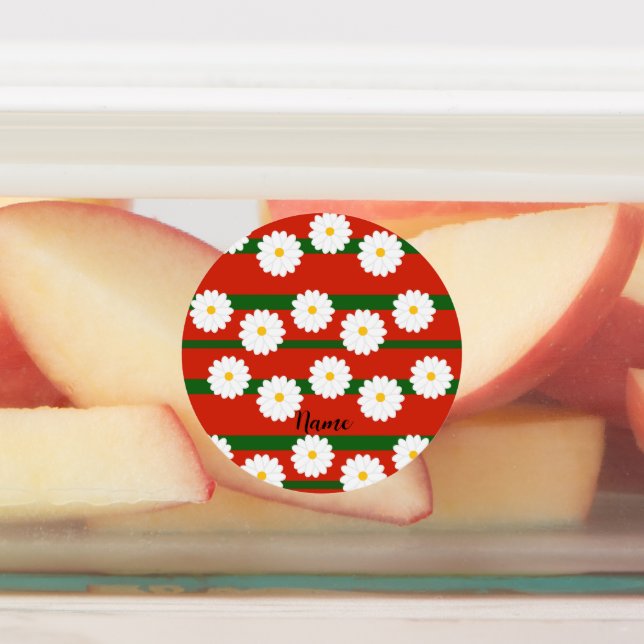 White Daisy Flower red Merry Christmas Holiday  Labels (Affixed)