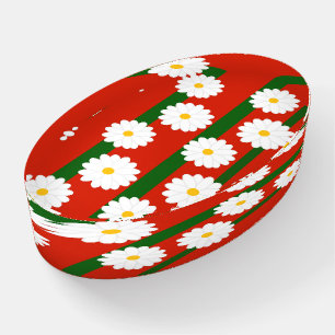 White Daisy Flower red Merry Christmas Holiday Paperweight