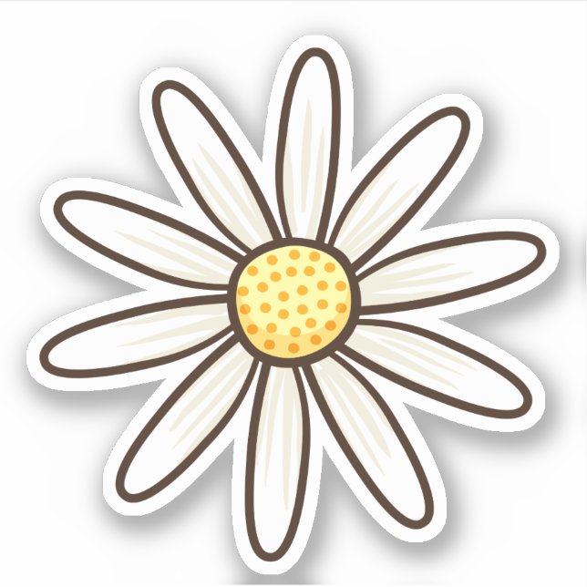 White daisy flower sticker (Front)