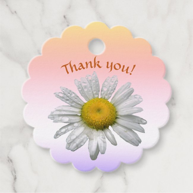 White Daisy Flower Thank You Floral Favor Tags