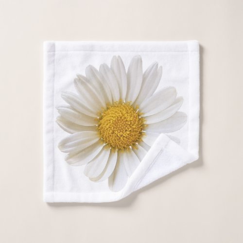 White Daisy Flower Wash Cloth