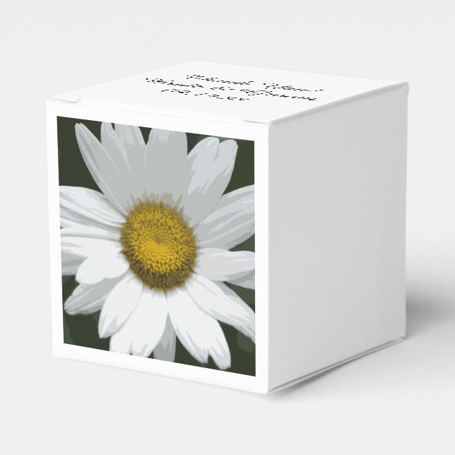 White Daisy Flower Wedding Favor Boxes (Front Side)