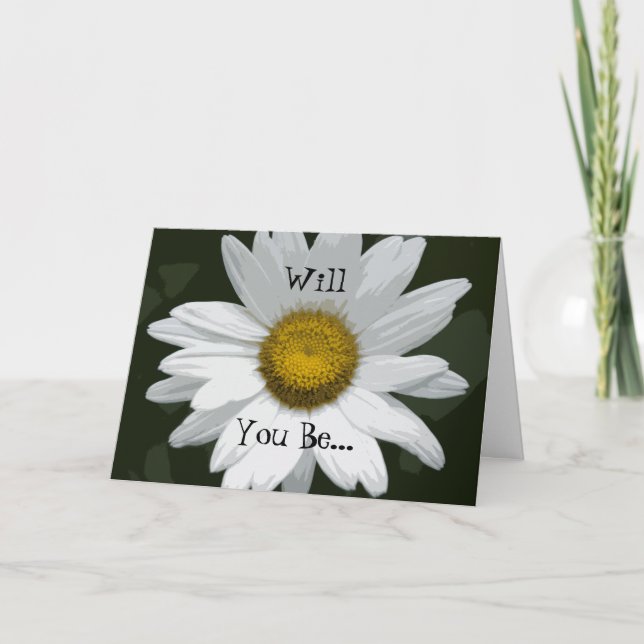 White Daisy Flower Will You Be My Bridesmaid Invitation (Front)