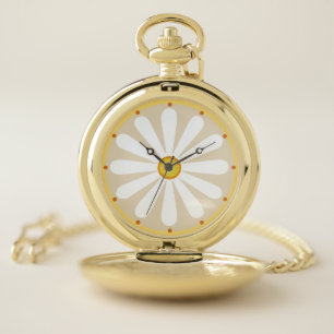 White Daisy flower with twelve petals Pocket Watch
