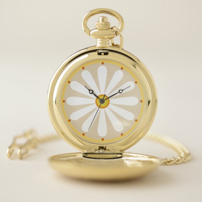 White Daisy flower with twelve petals Pocket Watch (Inside)