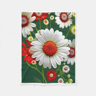 White Daisy Flowers Amidst Green Foliage Fleece Bl Blanket