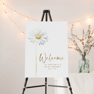White Daisy Flowers Boho Cute Baby Shower Welcome Foam Board