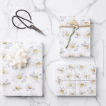 White Daisy Flowers Boho Elegant Wildflowers Gifts Wrapping Paper Sheets<br><div class="desc">Experience the charm of these botanical watercolor wrapping papers, a blend of elegance and simplicity that turns every gift into a heartwarming surprise. These wrapping papers are adorned with a delightful pattern of white daisies, known for their symbolism of purity, innocence, and fresh beginnings. The design offers an editable background...</div>