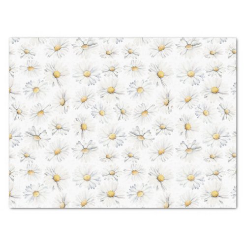 White Daisy Flowers Botanical Boho Pattern Tissue Paper