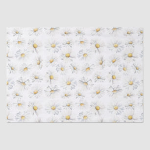 White Daisy Flowers Botanical Boho Pattern Tissue Paper