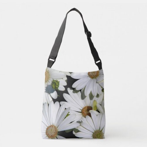 White Daisy Flowers Crossbody Bag