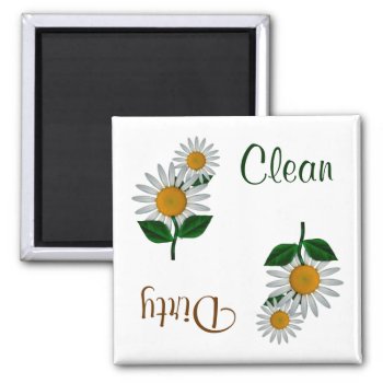 White Daisy Flowers Dishwasher Magnet by themollywogpost at Zazzle