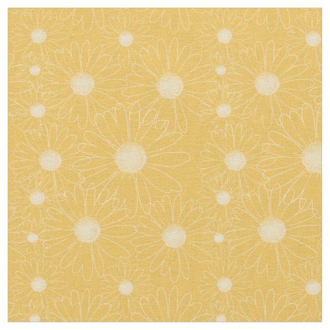 White Daisy Flowers Fabric (Close Up)
