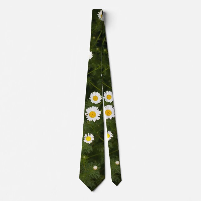 White daisy flowers neck tie (Front)