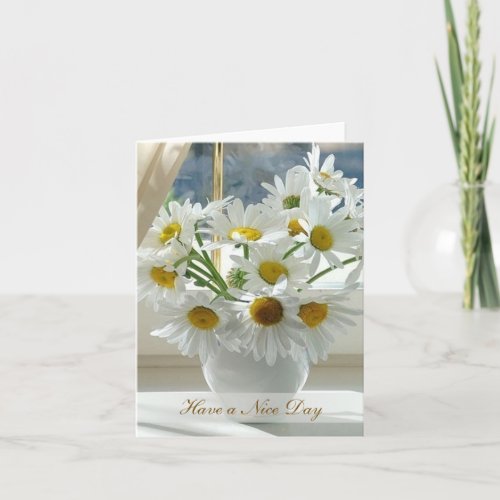 White daisy flowers on a sunny day card
