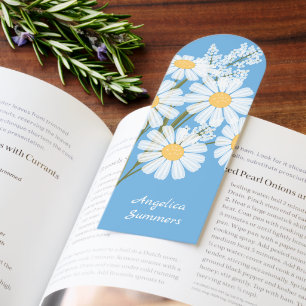 White Daisy Flowers on Blue Bookmarks