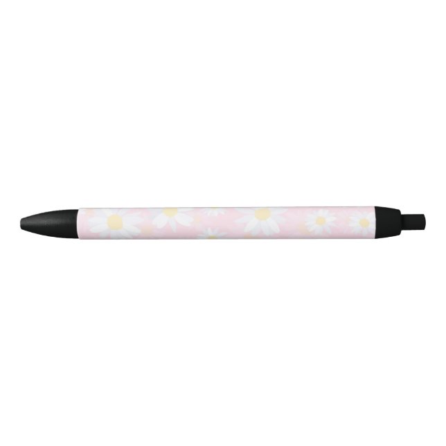  White Daisy Flowers Pink Floral Pen (Front)