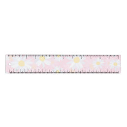  White Daisy Flowers Pink Floral Ruler
