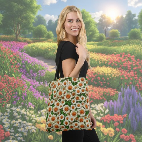 White Daisy Flowers Tote Bag