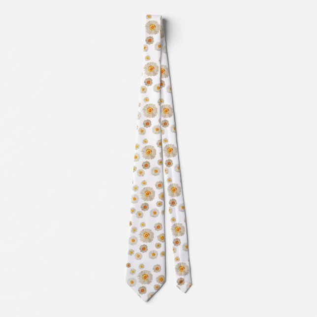White Daisy Flowers, Watercolor Daisies  Tie (Front)