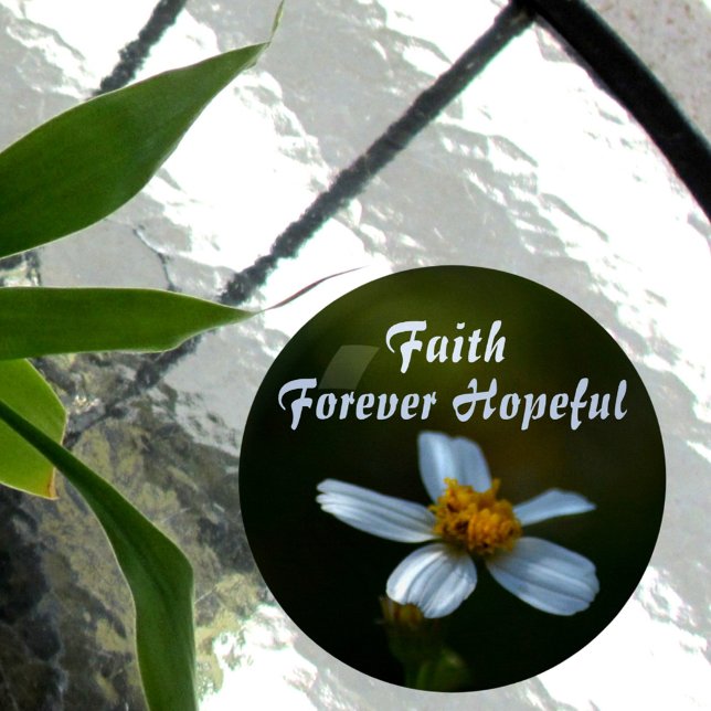 White Daisy Forever Hopeful on Dark Green Paperweight (Creator Uploaded)