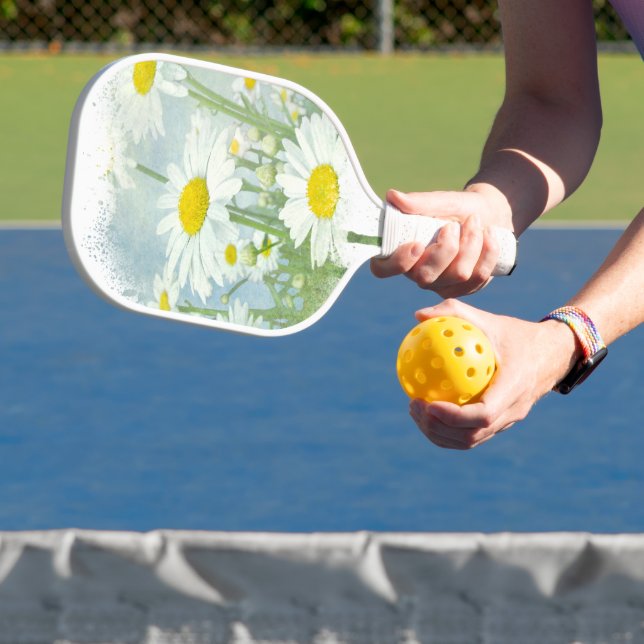 White Daisy Garden Carbon Fiber Pickleball Paddle (Insitu)