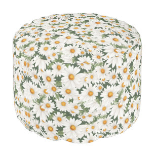 White Daisy Garden Pouf