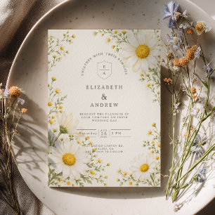 White Daisy Garden Wedding Invitation