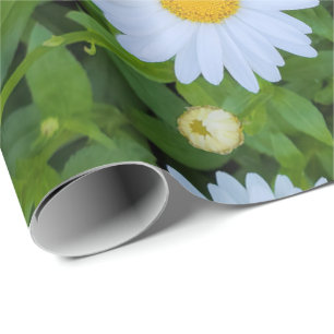 White Daisy Garden Wrapping Paper