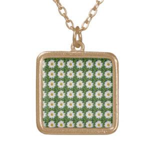 White Daisy Gold Plated Necklace