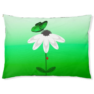 White  Daisy Green Butterfly Pet Bed
