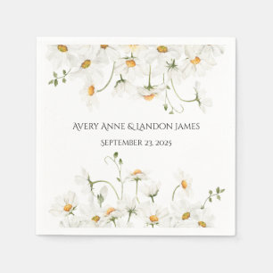 White Daisy Greenery Customized Pretty Napkins