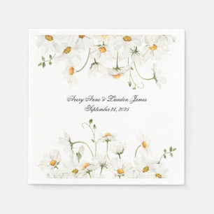 White Daisy Greenery Personalized Pretty Napkins